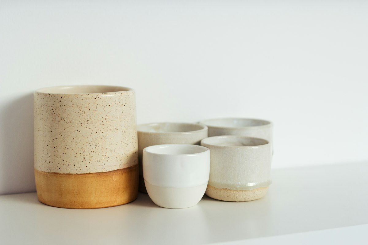 Set de vasos de cerámica artesanal