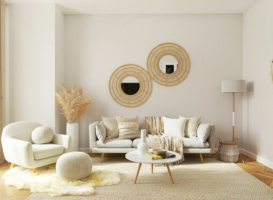 Espejos de ratán en sala